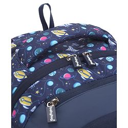 Babyhug 16 Inches Galaxy Astronaut Theme Backpack | 2 Main Compartments, 3 Front Pockets, 2 Side Bottle Pockets | Water Resistant | Durable Zippers | For School, Travel & Outdoors | Blue