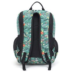 Babyhug 16 Inches Dino Theme Snappy Backpack | 2 Main Compartments, 2 Front Pockets, 2 Side Bottle Pockets | Water Resistant | Durable Zippers | For School, Travel & Outdoors | Green Black