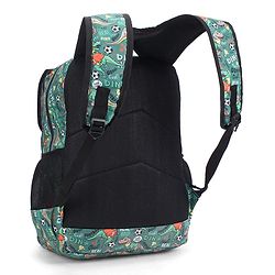 Babyhug 16 Inches Dino Theme Snappy Backpack | 2 Main Compartments, 2 Front Pockets, 2 Side Bottle Pockets | Water Resistant | Durable Zippers | For School, Travel & Outdoors | Green Black