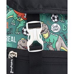 Babyhug 16 Inches Dino Theme Snappy Backpack | 2 Main Compartments, 2 Front Pockets, 2 Side Bottle Pockets | Water Resistant | Durable Zippers | For School, Travel & Outdoors | Green Black