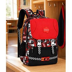 Babyhug 16 Inches Dino Theme Snappy Backpack | 2 Main Compartments, 2 Front Pockets, 2 Side Bottle Pockets | Water Resistant | Durable Zippers | For School, Travel & Outdoors | Green Black