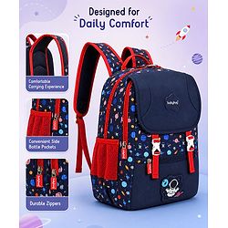 Babyhug 16 Inches Dino Theme Snappy Backpack | 2 Main Compartments, 2 Front Pockets, 2 Side Bottle Pockets | Water Resistant | Durable Zippers | For School, Travel & Outdoors | Green Black