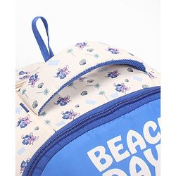 Babyhug Disney Stitch Beach Days Backpack | 2 Main Compartments, 1 Front Pocket, 2 Side Bottle Pockets | Water Resistant | Durable Zippers | For School & Outdoors - 16 Inches | Blue White