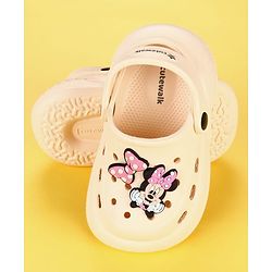 Cute Walk by Babyhug Disney  Back Strap Clogs With Minnie Mouse Applique - OffWhite