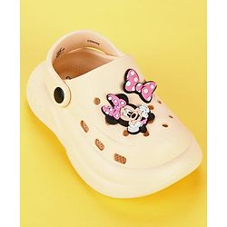 Cute Walk by Babyhug Disney  Back Strap Clogs With Minnie Mouse Applique - OffWhite