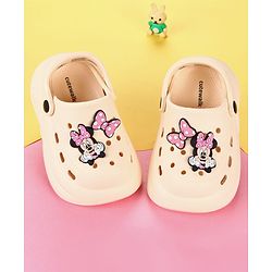 Cute Walk by Babyhug Disney  Back Strap Clogs With Minnie Mouse Applique - OffWhite