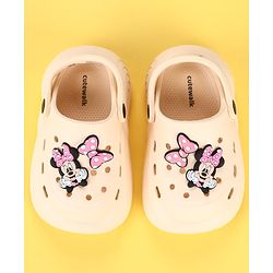 Cute Walk by Babyhug Disney  Back Strap Clogs With Minnie Mouse Applique - OffWhite
