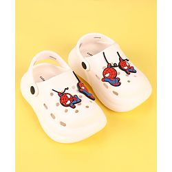 Cute Walk by Babyhug Marvel Clogs with Spider-Man Applique - Off White