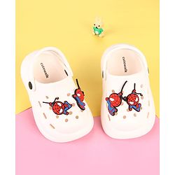 Cute Walk by Babyhug Marvel Clogs with Spider-Man Applique - Off White