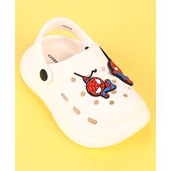 Cute Walk by Babyhug Marvel Clogs with Spider-Man Applique - Off White
