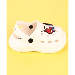 Cute Walk by Babyhug Marvel Clogs with Spider-Man Applique - Off White