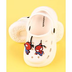 Cute Walk by Babyhug Marvel Clogs with Spider-Man Applique - Off White