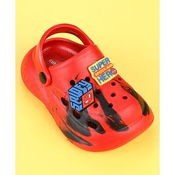 Cute Walk by Babyhug Marvel Clogs with Spider-Man Applique - Red