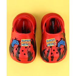 Cute Walk by Babyhug Marvel Clogs with Spider-Man Applique - Red