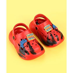Cute Walk by Babyhug Marvel Clogs with Spider-Man Applique - Red