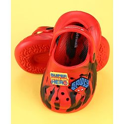 Cute Walk by Babyhug Marvel Clogs with Spider-Man Applique - Red