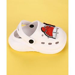 Cute Walk by Babyhug Marvel  Back Strap Clogs With Spider Man Applique - White & Red