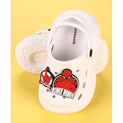 Cute Walk by Babyhug Marvel  Back Strap Clogs With Spider Man Applique - White & Red
