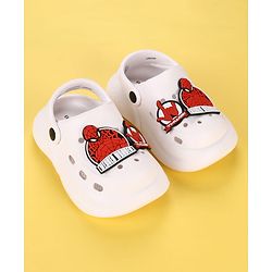 Cute Walk by Babyhug Marvel  Back Strap Clogs With Spider Man Applique - White & Red