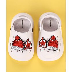 Cute Walk by Babyhug Marvel  Back Strap Clogs With Spider Man Applique - White & Red