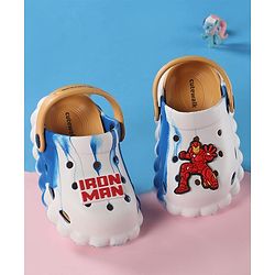 Cute Walk by Babyhug Marvel Back Strap Clogs With Iron Man Applique - Blue