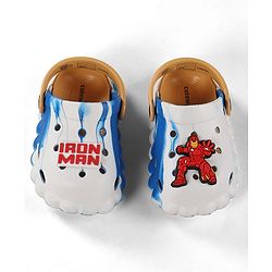 Cute Walk by Babyhug Marvel Back Strap Clogs With Iron Man Applique - Blue