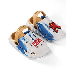 Cute Walk by Babyhug Marvel Back Strap Clogs With Iron Man Applique - Blue