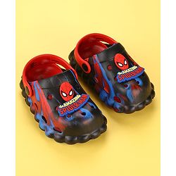 Cute Walk by Babyhug Marvel  Back Strap Clogs With Spider Man Applique - Black