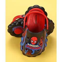 Cute Walk by Babyhug Marvel  Back Strap Clogs With Spider Man Applique - Black