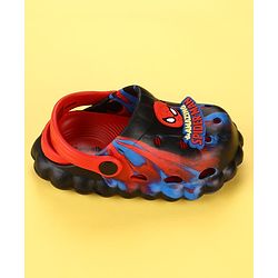 Cute Walk by Babyhug Marvel  Back Strap Clogs With Spider Man Applique - Black