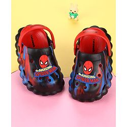 Cute Walk by Babyhug Marvel  Back Strap Clogs With Spider Man Applique - Black