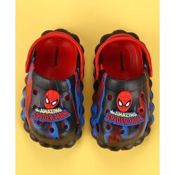 Cute Walk by Babyhug Marvel  Back Strap Clogs With Spider Man Applique - Black