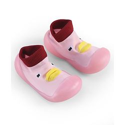 Cute Walk by Babyhug Slip On Sock Shoes With Applique - Pink