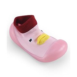 Cute Walk by Babyhug Slip On Sock Shoes With Applique - Pink