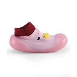 Cute Walk by Babyhug Slip On Sock Shoes With Applique - Pink