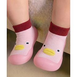 Cute Walk by Babyhug Slip On Sock Shoes With Applique - Pink