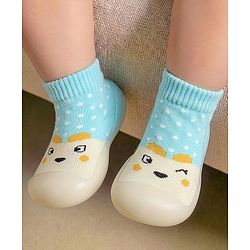 Cute Walk by Babyhug Slip On Sock Shoes With Polka Dots Design - Light Blue