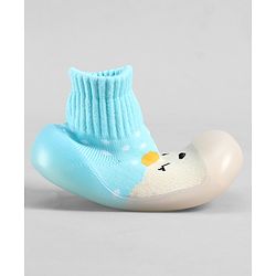 Cute Walk by Babyhug Slip On Sock Shoes With Polka Dots Design - Light Blue