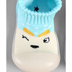 Cute Walk by Babyhug Slip On Sock Shoes With Polka Dots Design - Light Blue