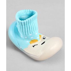 Cute Walk by Babyhug Slip On Sock Shoes With Polka Dots Design - Light Blue