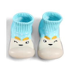 Cute Walk by Babyhug Slip On Sock Shoes With Polka Dots Design - Light Blue