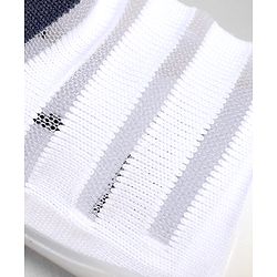Cute Walk by Babyhug Slip On Sock Shoes With Stripes & Bear Print - White & Grey