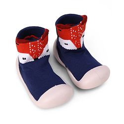 Cute Walk by Babyhug Slip On Socks Shoes With Fox Print - Blue
