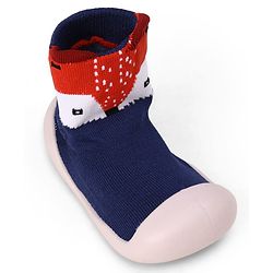 Cute Walk by Babyhug Slip On Socks Shoes With Fox Print - Blue