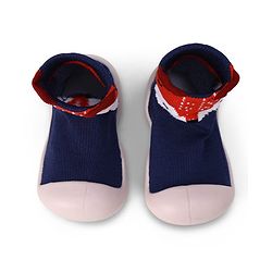 Cute Walk by Babyhug Slip On Socks Shoes With Fox Print - Blue