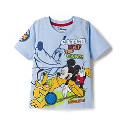 Babyhug Disney Single Jersey Knit Half Sleeves T-Shirt With Mickey & Pluto Graphics - Light Blue