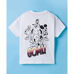 Babyhug Disney Single Jersey Knit Half Sleeves T-Shirt With Front & Back Mickey & Friends Graphics - White