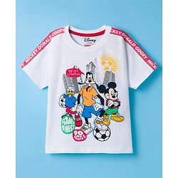 Babyhug Disney Single Jersey Knit Half Sleeves T-Shirt With Front & Back Mickey & Friends Graphics - White