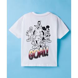 Babyhug Disney Single Jersey Knit Half Sleeves T-Shirt With Front & Back Mickey & Friends Graphics - White