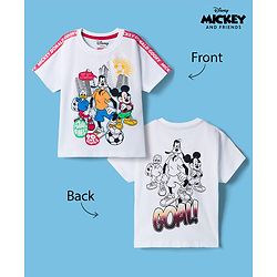 Babyhug Disney Single Jersey Knit Half Sleeves T-Shirt With Front & Back Mickey & Friends Graphics - White